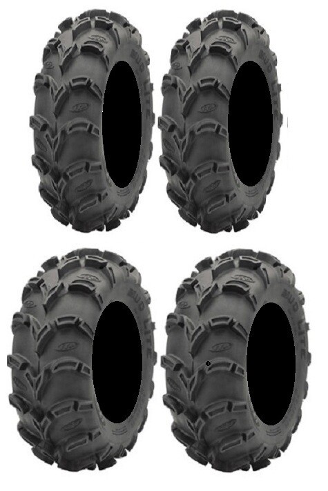 Full set of ITP Mud Lite XL 27×10-12 and 27×12-12 ATV Tires (4)