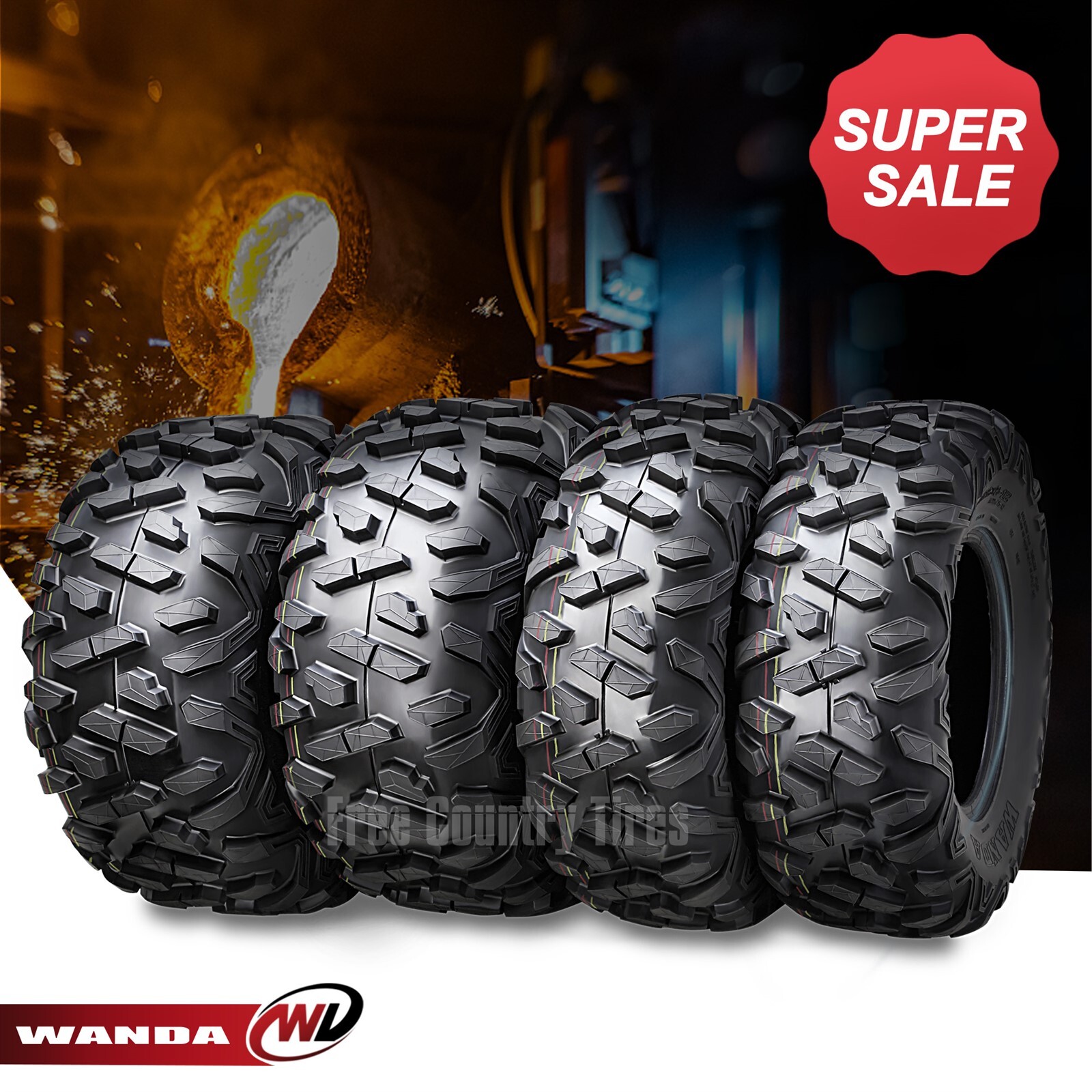 Set 4 WANDA UTV ATV Tires 24×8-12 24x8x12 & 24×10-11 24x10x11 Bighorn Style