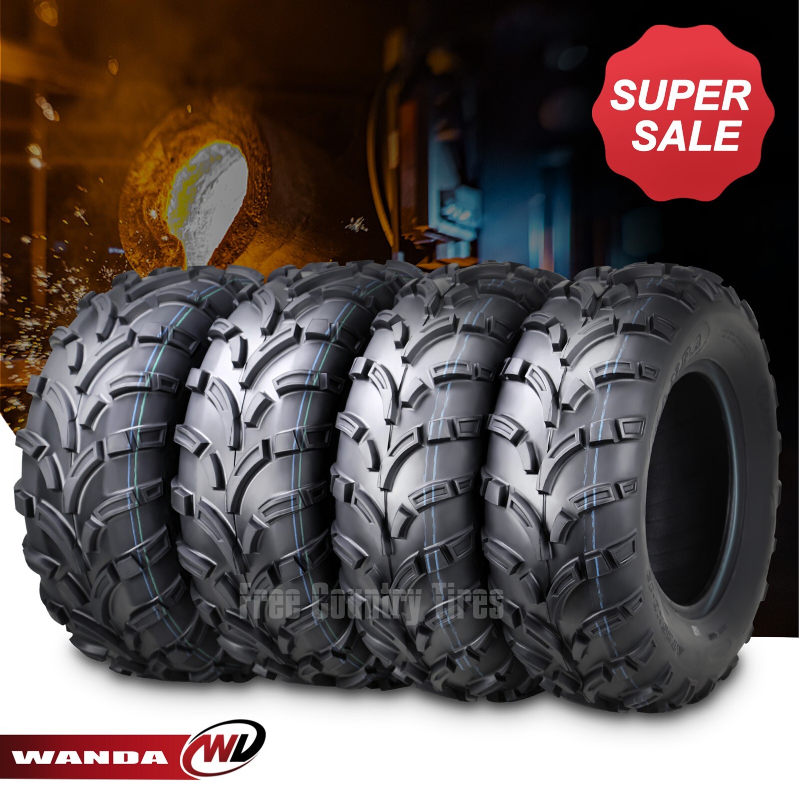 Set 4 ATV Tires 24×8-12 24x8x12 Front & 24×10-11 24x10x11 Rear 6PR Mud