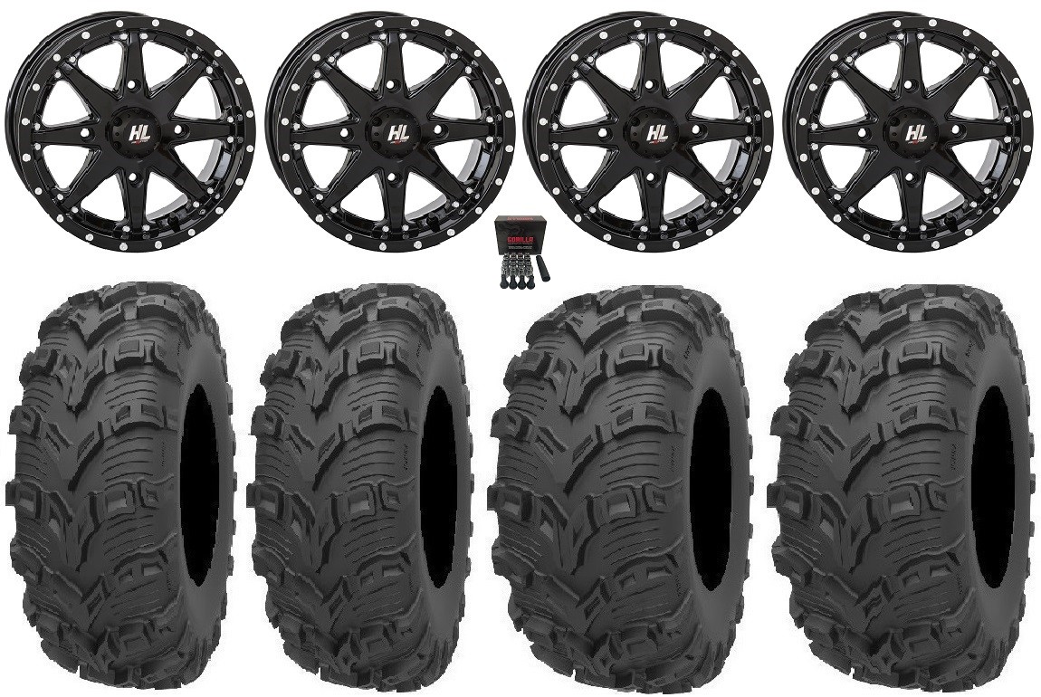 High Lifter HL10 14″ Wheels Black 26″ Bear Claw EVO Tires Textron Wildcat XX