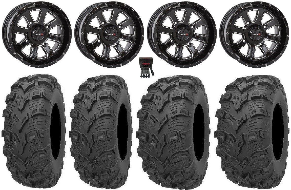 System 3 ST-4 Black 14″ Wheels 26″ Bear Claw EVO Tires Polaris Sportsman / RZR