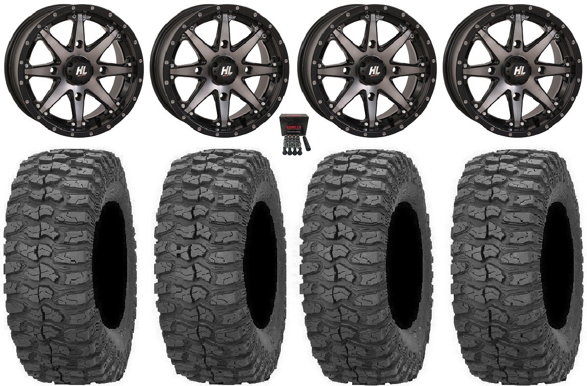 High Lifter HL10 14″ Wheels Smoke 28″ Rock-A-Billy Tires Kawasaki Mule Pro FXT