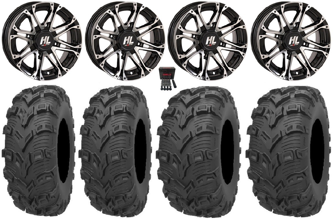 High Lifter HL3 12″ Wheels Mh 27″ Bear Claw EVO Tires Kawasaki Brute Force IRS