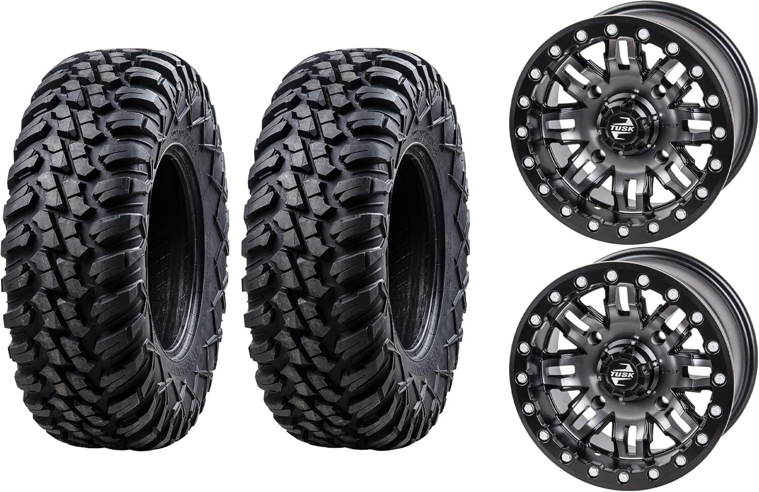 32×10-15 Terrabite Tire and Wheel Kit on 4/156 Tusk Teton Beadlock Wheels