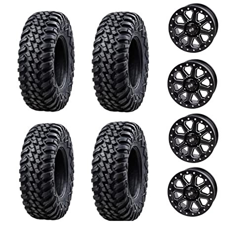 Set of 4 Tusk Terrabite Tires 32×10-15 on Uinta 4/137 Wheels and Black Lug Nuts
