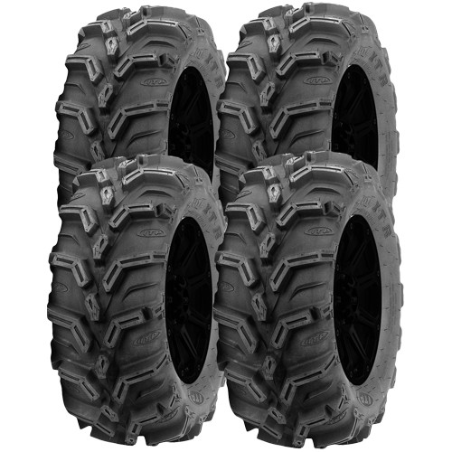 (QTY 4) 25x10R12 ITP Mud Lite XTR ATV/UTV Load Range C Black Wall Tires