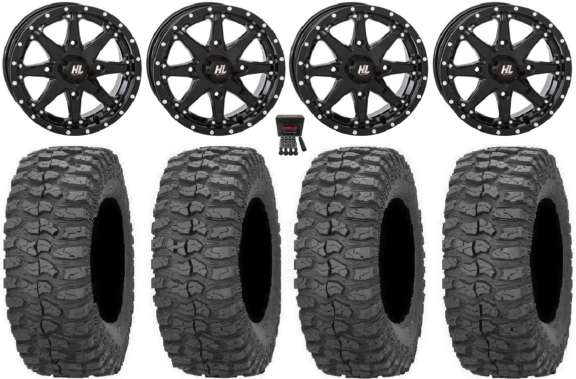 High Lifter HL10 14″ Wheels Black 30″ Rock-A-Billy Tires Yamaha Viking Wolverine