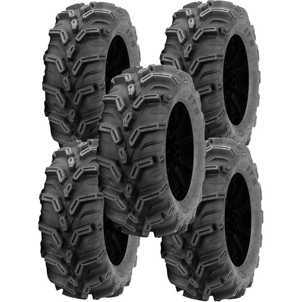 (QTY 5) 25x10R12 ITP Mud Lite XTR  LRC Black Wall Tires