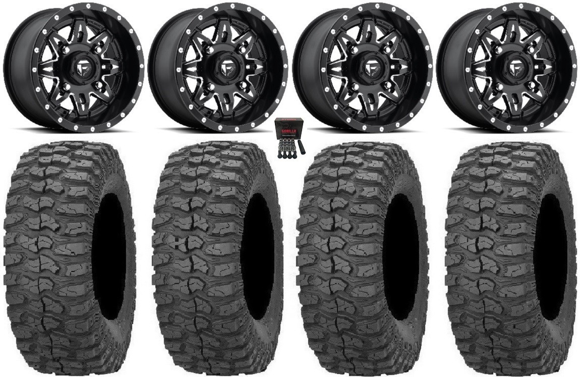 Fuel Lethal Black 15″ Wheels 32″ Rock-A-Billy Tires Polaris RZR XP 1000 / PRO XP