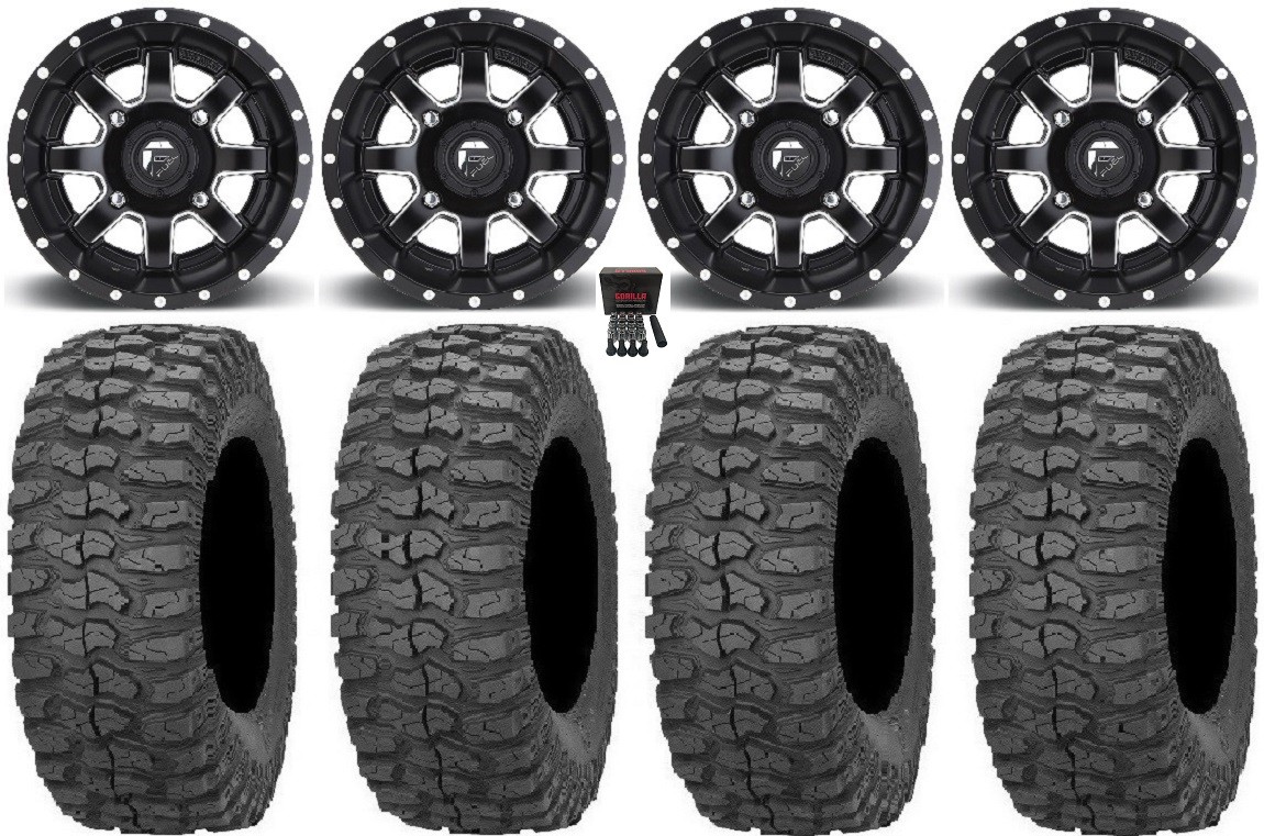 Fuel Maverick Black 15″ Wheels 32″ Rock-A-Billy Tires Can-Am Maverick X3