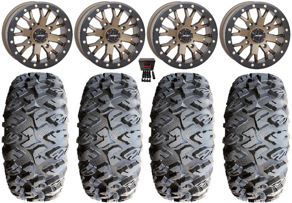 System 3 SB-4 Bronze (4+3) 15″ Wheels 31″ MotoClaw Tires Pioneer 1000 / Talon