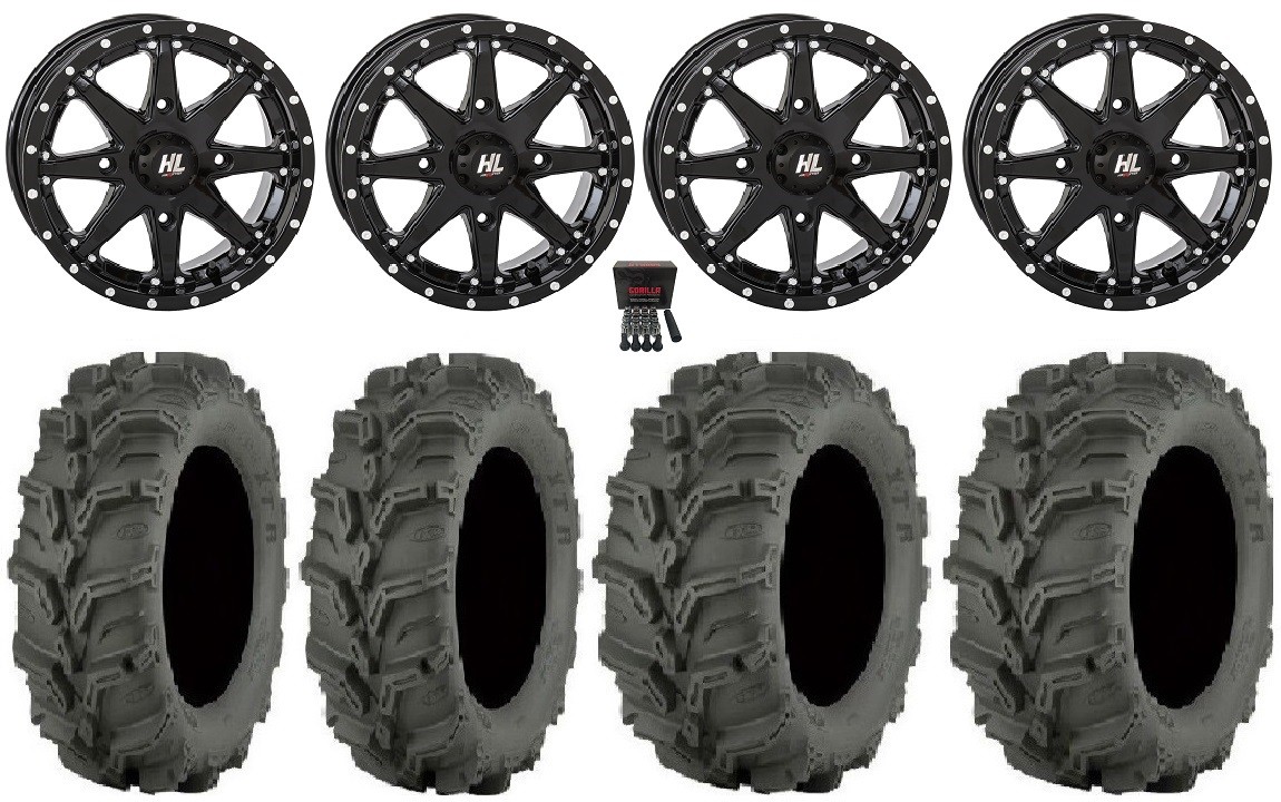 High Lifter HL10 14″ Wheels Black 27″ Mud Lite XTR Tires Polaris Sportsman /