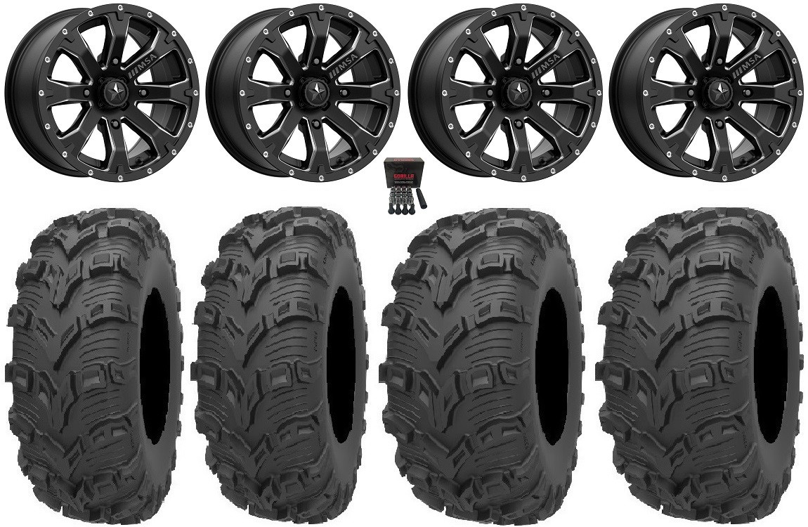 MSA Bounty 14″ Wheels Black 26″ Bear Claw EVO Tires Polaris Sportsman / RZR /