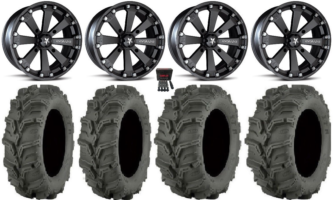 MSA Black Kore 14″ ATV Wheels 27″ Mud Lite XTR Tires Arctic Cat TBX TRV MudPro