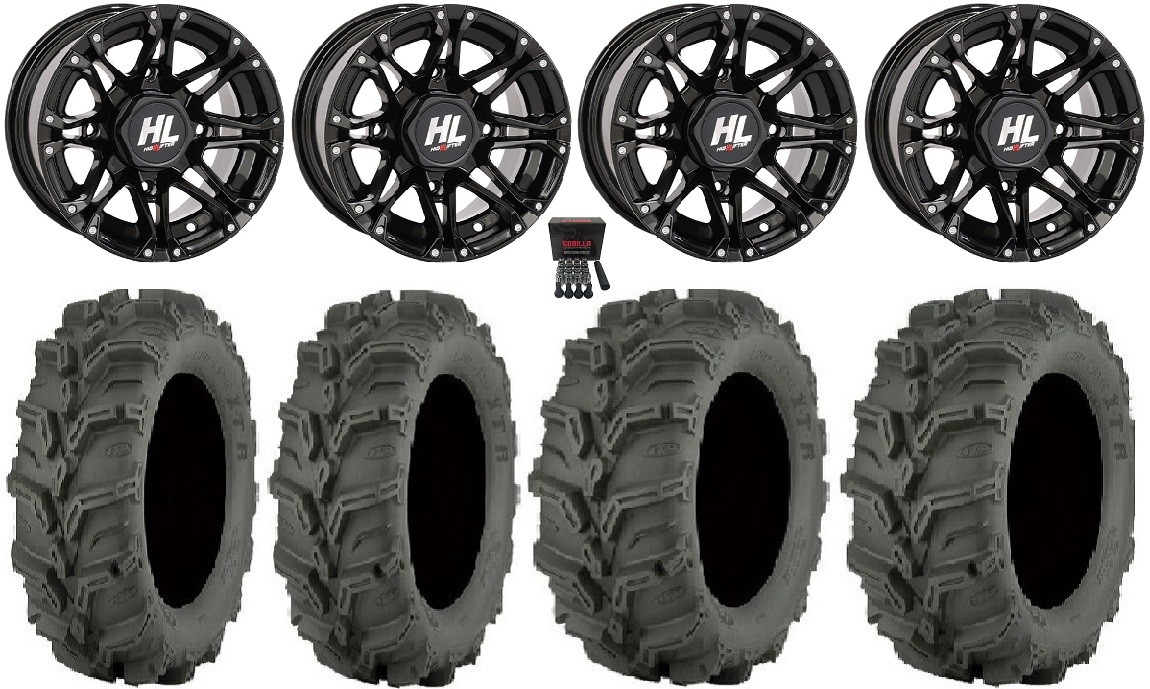 High Lifter HL3 12″ Wheels Black 25″ Mud Lite XTR Tires Polaris Sportsman / RZR