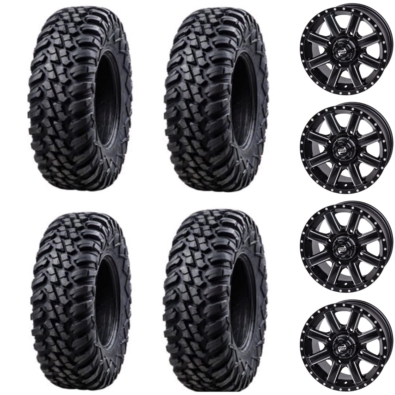 Tusk Terrabite 28×10-14 Tire/Cascade Wheel 4/156 14×7 4.0 + 3.0 Set of 4