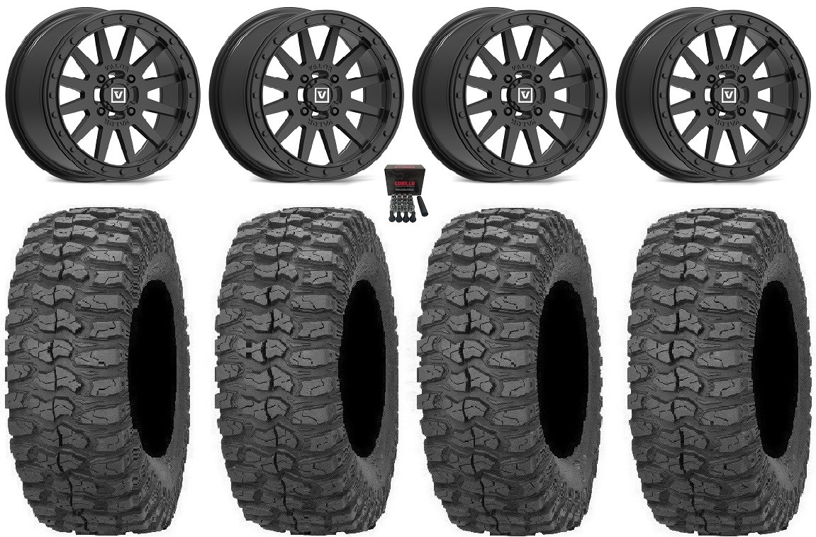 Valor V05 Beadlock 14″ Wheels Black 28″ Rock-A-Billy Tires RZR XP 1000 / PRO XP
