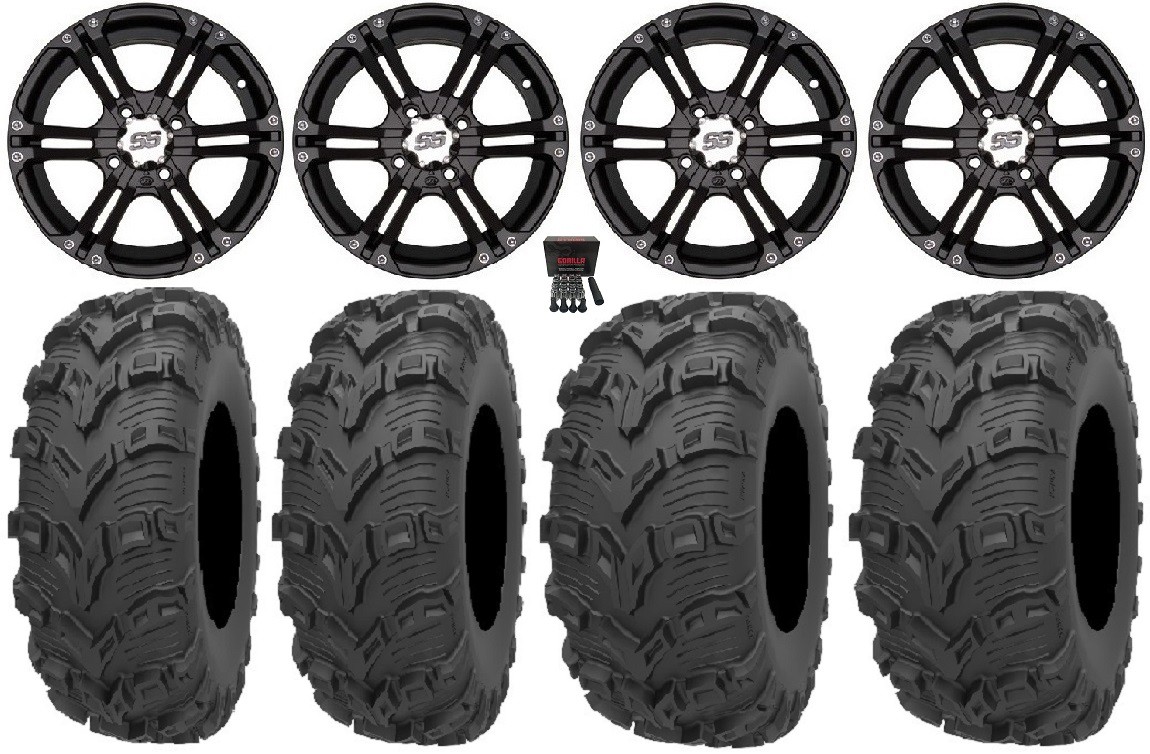 ITP SS212 12″ Wheels Black 27″ Bear Claw EVO Tires Yamaha Grizzly Rhino