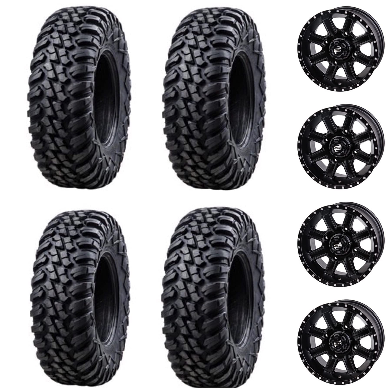 Tusk Terrabite 32×10-14 Tires/Cascade Wheels 4/137 5+2 Matte Black (Set of 4)