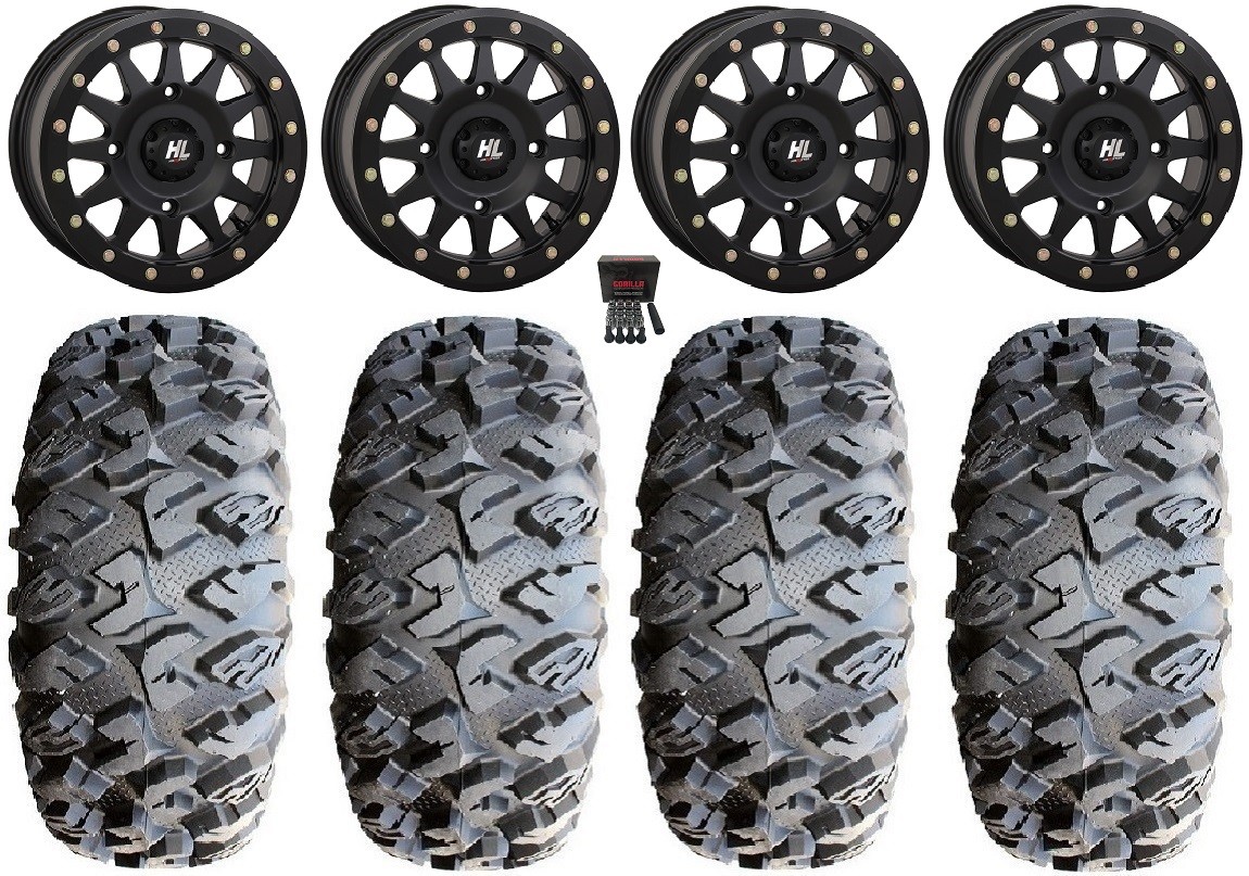High Lifter HLA1 Bdlk 14″ Wheels Bk 28″ MotoClaw Tires Pioneer 1000 / Talon