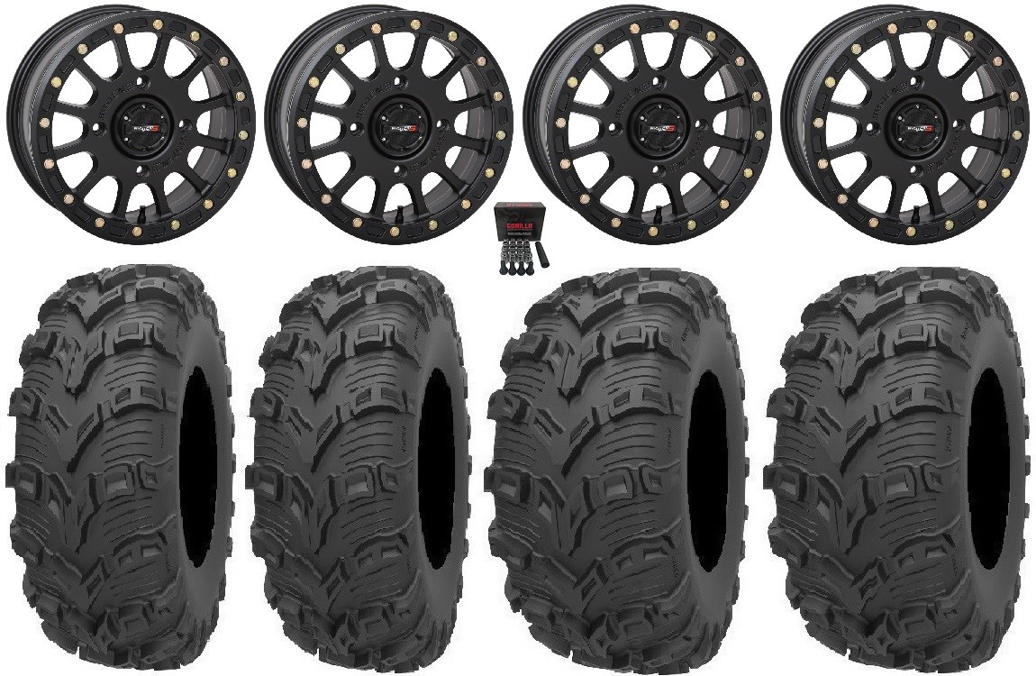 System 3 SB-5 Black 14″ Wheels 26″ Bear Claw EVO Tires Can-Am Defender