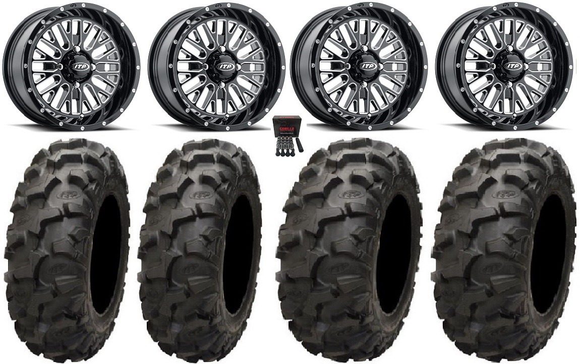 ITP Momentum 14″ Wheels Milled 27″ Blackwater Tires Can-Am Defender