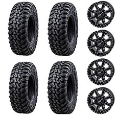 Set of 4 tusk Terrabite Tires 28×10-14 on Cascade Wheel 4/137 with lug nuts