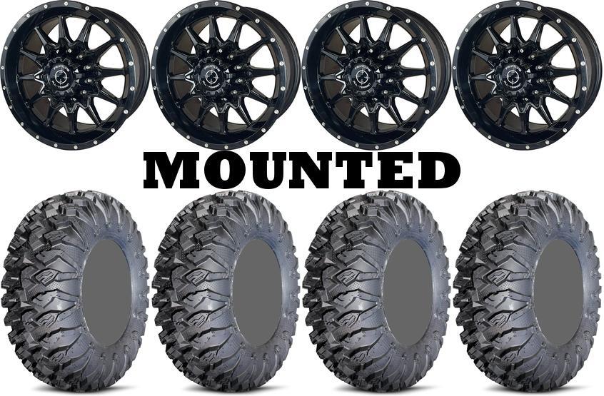 Kit 4 EFX MotoClaw Tires 30×10-14 on Frontline 762 Black Wheels 1KXP