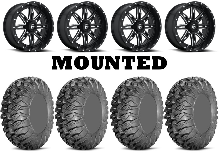 Kit 4 EFX MotoClaw Tires 30×10-14 on Fuel Lethal Matte Black D567 Wheels 1KXP