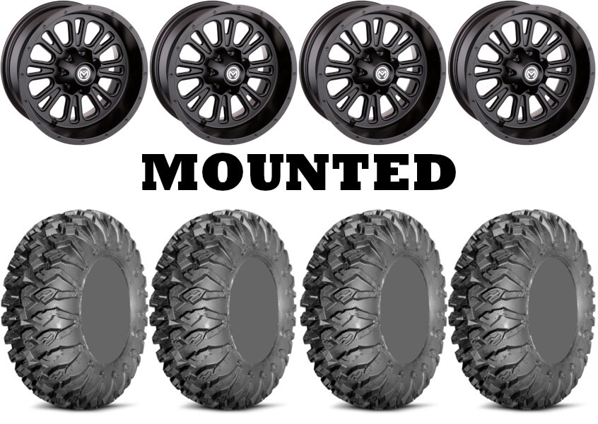 Kit 4 EFX MotoClaw Tires 26×9-12 on Moose 399X Matte Black Wheels 1KXP