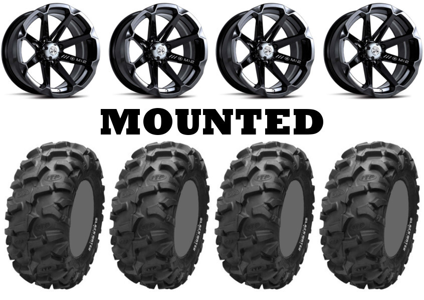 Kit 4 ITP Blackwater Evolution Tires 30×10-14 on MSA M12 Diesel Black Wheels TER