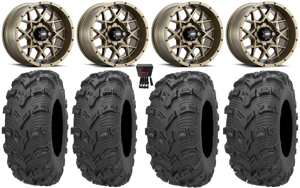 ITP Hurricane 14″ Wheels Bronze 26″ Bear Claw EVO Tires Kawasaki Brute Force IRS