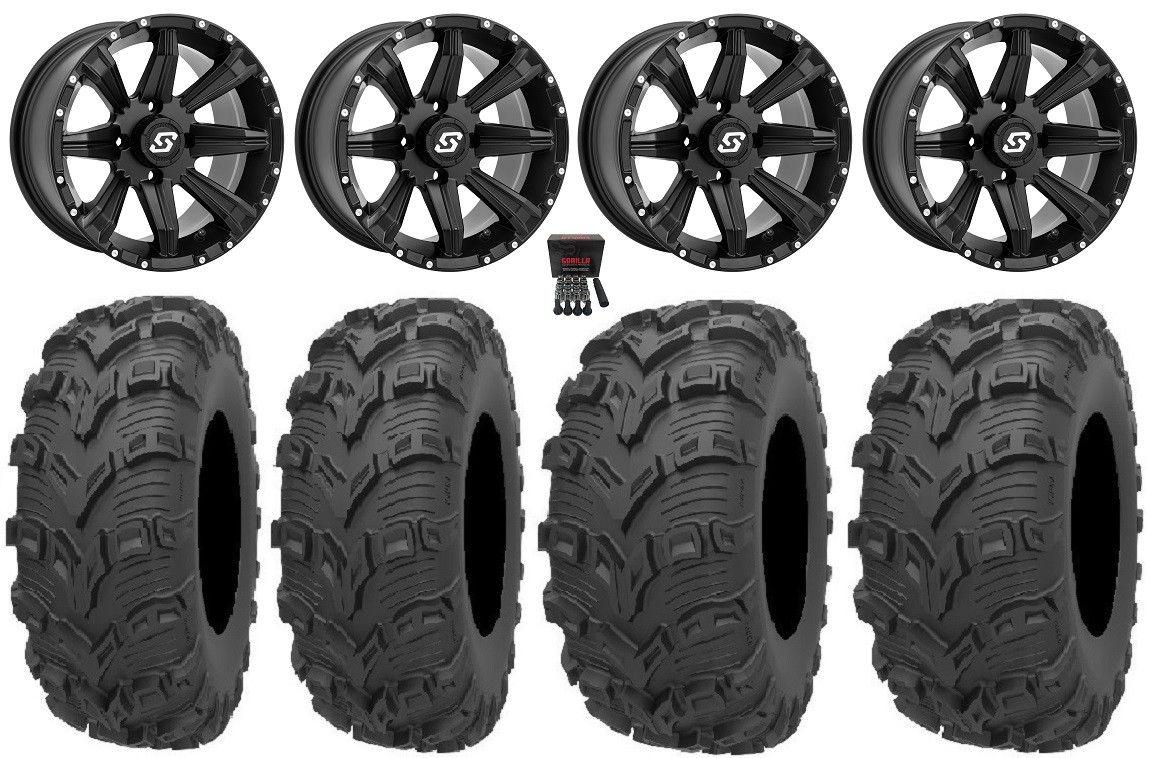 Sedona Sparx 14″ Wheels Black 26″ Bear Claw EVO Tires Textron Wildcat XX