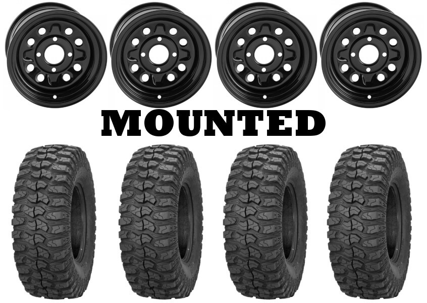 Kit 4 Sedona Rock-A-Billy Tires 26×9-12/26×11-12 on Quadboss Steely Black TER