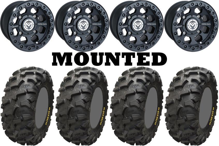 Kit 4 ITP Blackwater Evolution Tires 28×10-14 on Moose 23X Matte Black H700