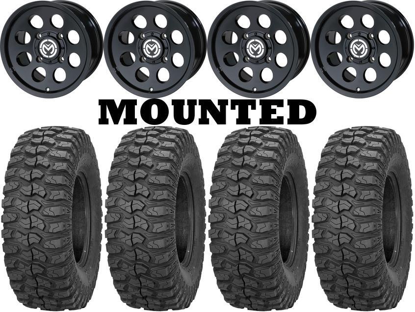 Kit 4 Sedona Rock-A-Billy Tires 26×9-12/26×11-12 on Moose 26X Black Wheels TER