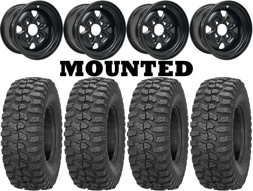 Kit 4 Sedona Rock-A-Billy Tires 26×9-12/26×11-12 on Moose 120X Black Wheels POL