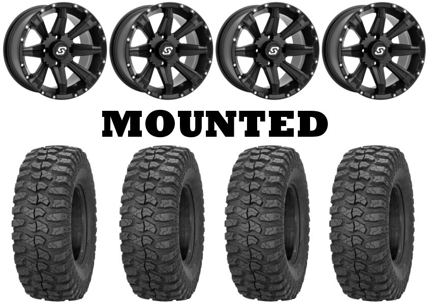 Kit 4 Sedona Rock-A-Billy Tires 28×10-14 on Sedona Sparx Black Narrow Wheels CAN