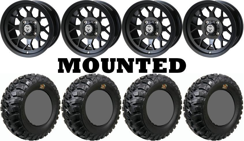 Kit 4 GBC Kanati Mongrel Tires 27×9-12/27×11-12 on Moose 27X Black Wheels TER