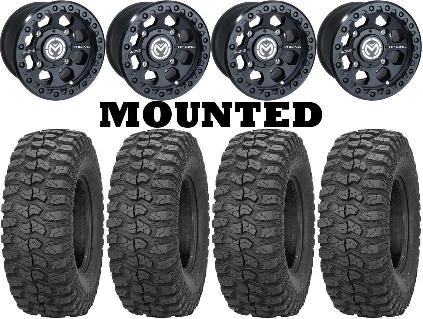 Kit 4 Sedona Rock-A-Billy Tires 32×10-14 on Moose 23X Matte Black Wheels VIK