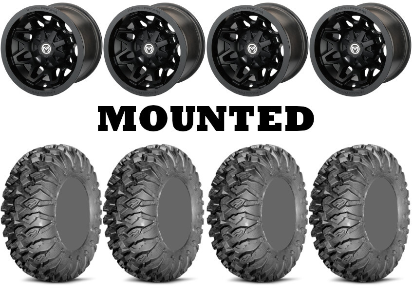 Kit 4 EFX MotoClaw Tires 28×10-14 on Moose 416X Matte Black Wheels VIK