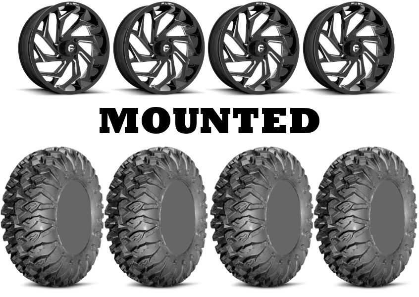 Kit 4 EFX MotoClaw Tires 33×10-18 on Fuel Reaction Black D753 Wheels 550