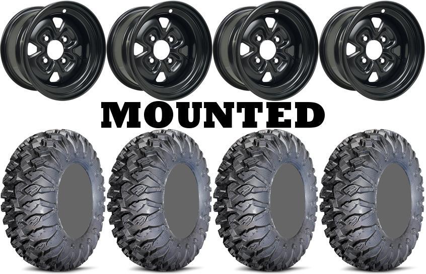 Kit 4 EFX MotoClaw Tires 26×9-12/26×11-12 on Moose 120X Black Wheels POL