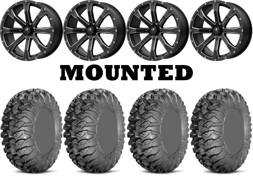 Kit 4 EFX MotoClaw Tires 33×10-20 on MSA M42 Bounty Matte Black Wheels FXT