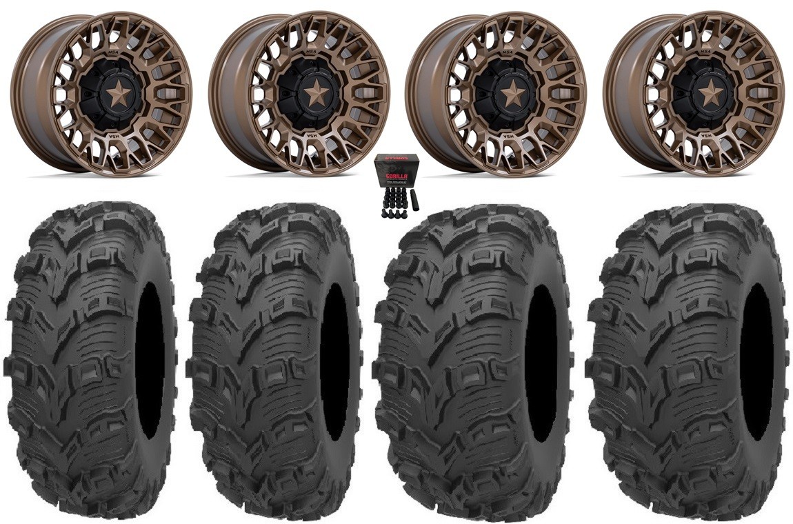 MSA Clubber 14″ Wheels Bronze 28″ Bear Claw EVO Tires Pioneer 1000 / Talon