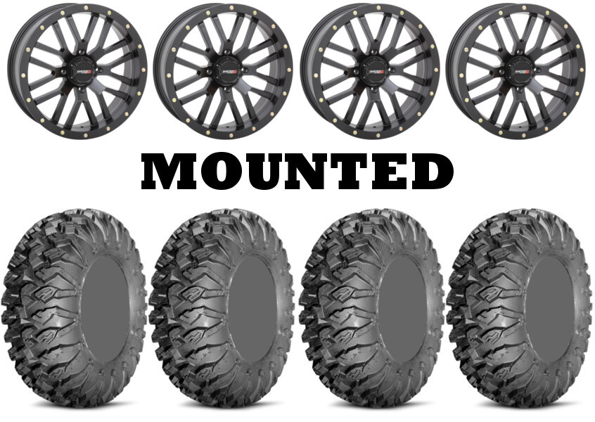 Kit 4 EFX MotoClaw Tires 33×10-18 on System 3 ST-3 Matte Black Wheels FXT