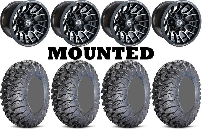 Kit 4 EFX MotoClaw Tires 28×10-14 on Moose 24X Black Wheels CAN