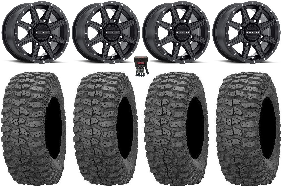 Raceline Hostage 14″ Black Wheels 32″ Rock-A-Billy Tires Can-Am Defender