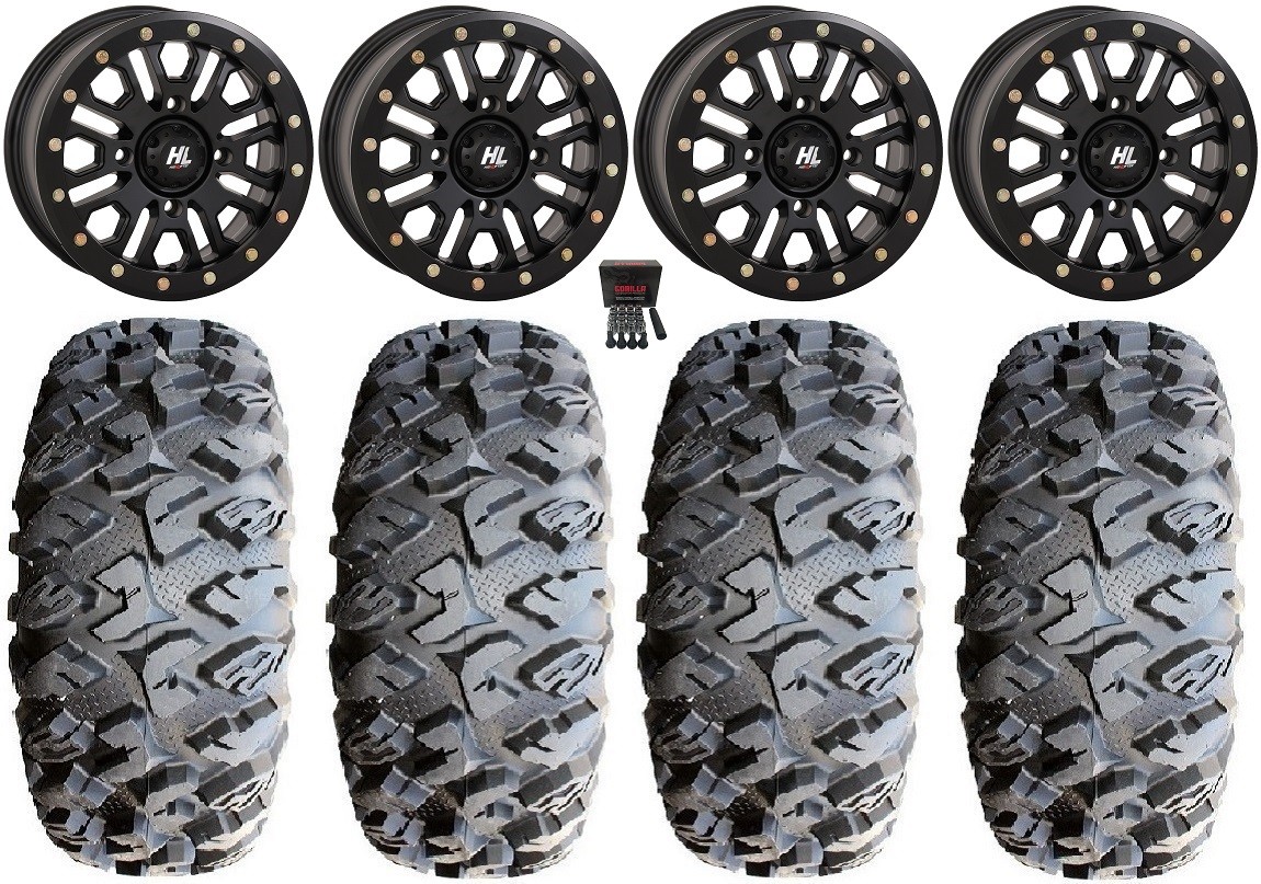 High Lifter HL23 Bdlk 14″ Wheels Bk 27″ MotoClaw Tires Pioneer 1000 / Talon