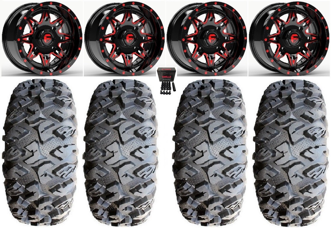 Fuel Lethal Red 15″ Wheels 31″ MotoClaw Tires Textron Wildcat XX
